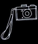 Line illustration of a vintage camera