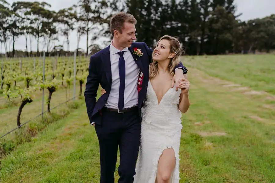 Elisha and Dylan Grimes on their wedding day