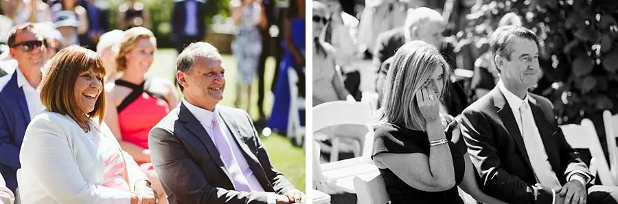 Two photographs of older guests seated during the ceremony.