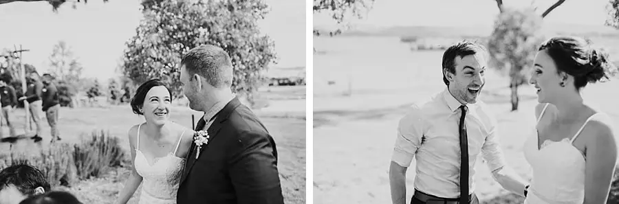 Couple greeting guests after the ceremony