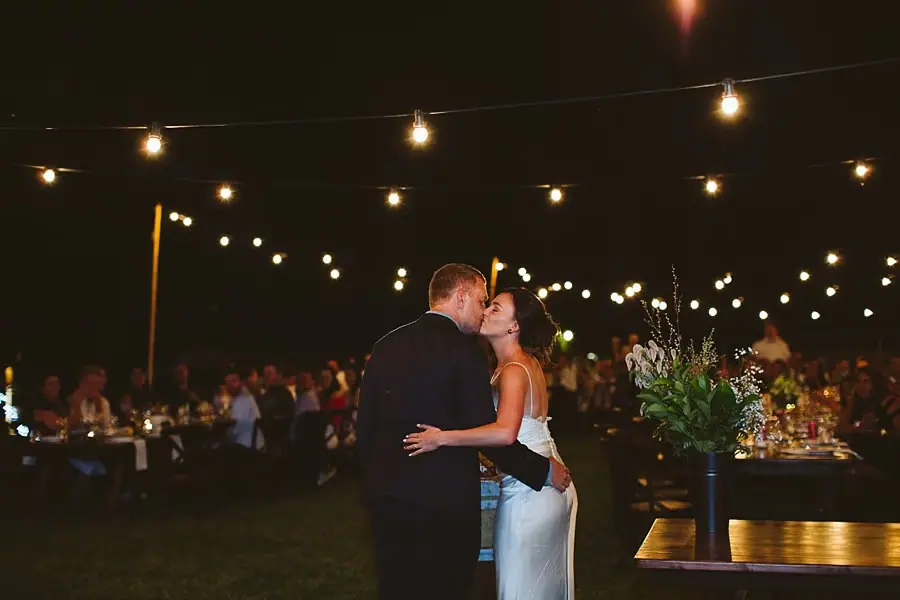 Couple embracing on the outdoor dance floor