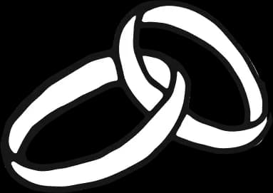 Line illustration of two interlocking wedding rings.