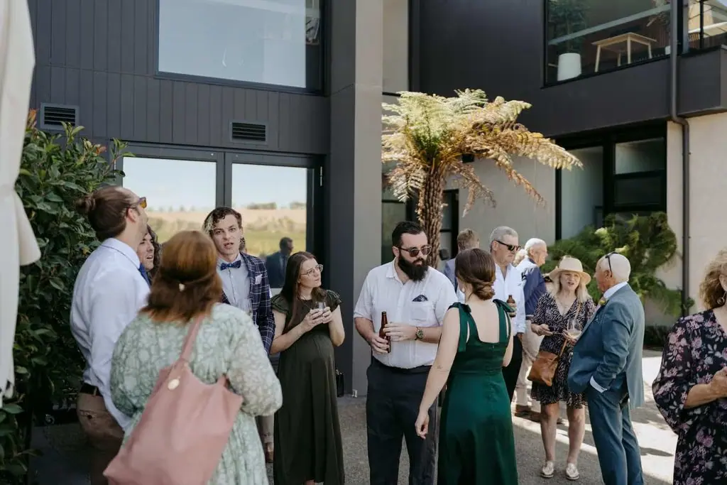 Guests arriving at the wedding venue