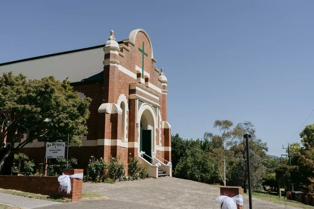 Exterior of the brick wedding church