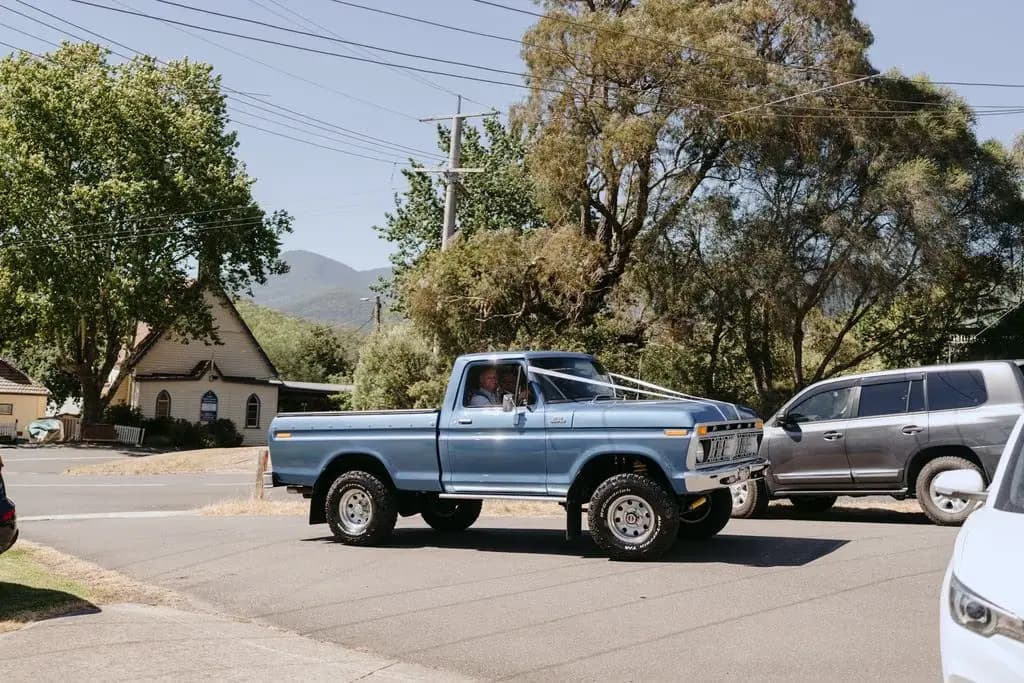 Parked cars outside the wedding church